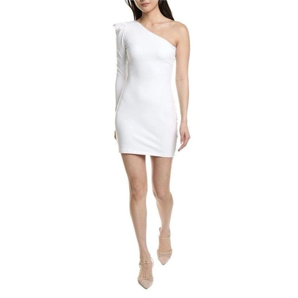 NWT Susana Monaco One Shoulder Mini Dress XS Pleated Shoulder White Sugar $168